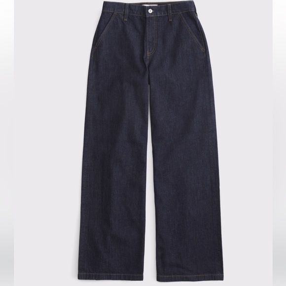 Women's Dark Blue Wide-Leg Jeans - Picture 3 of 3